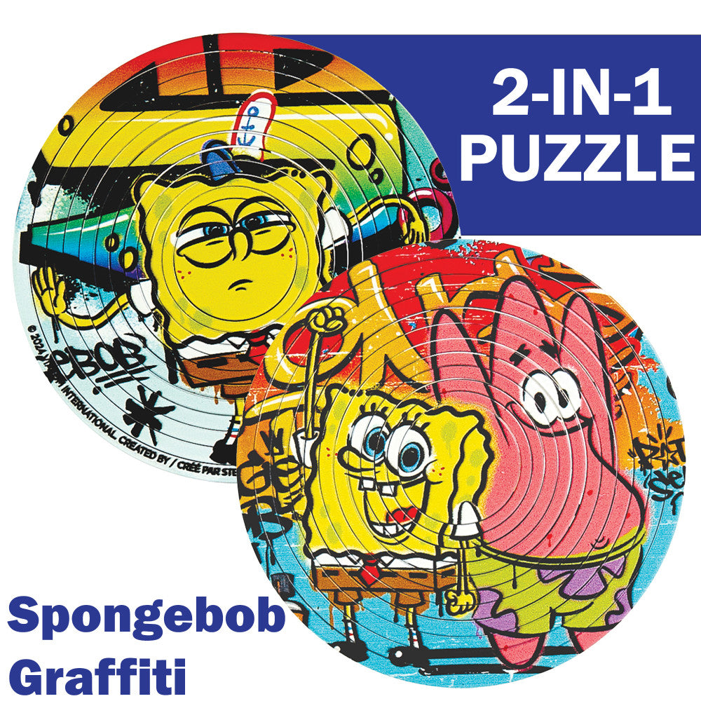 Alternative view of SpongeBob Spin Flip Puzzle - Double-Sided 12-Ring Brain Teaser