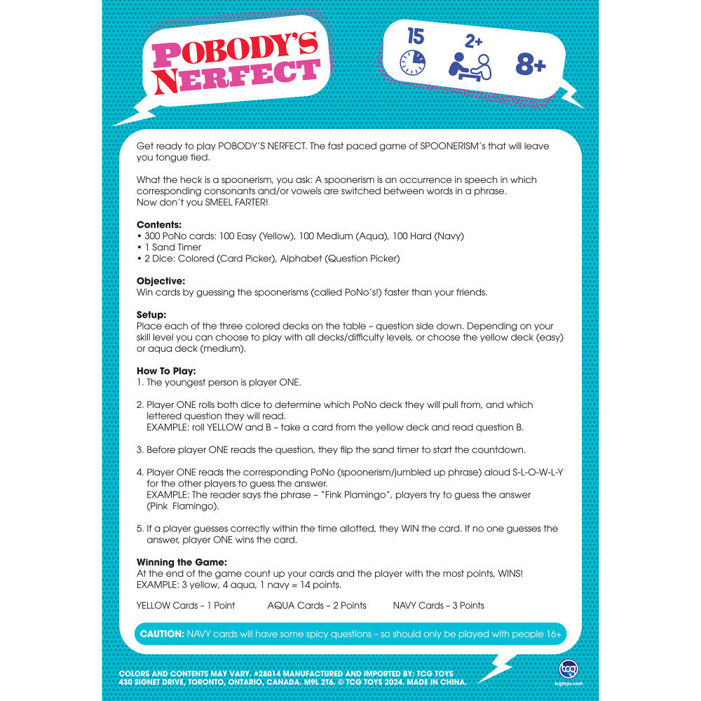 Longshore Pobody's Nerfect Game - Party Game with 300 Spoonerism Cards - Image 2