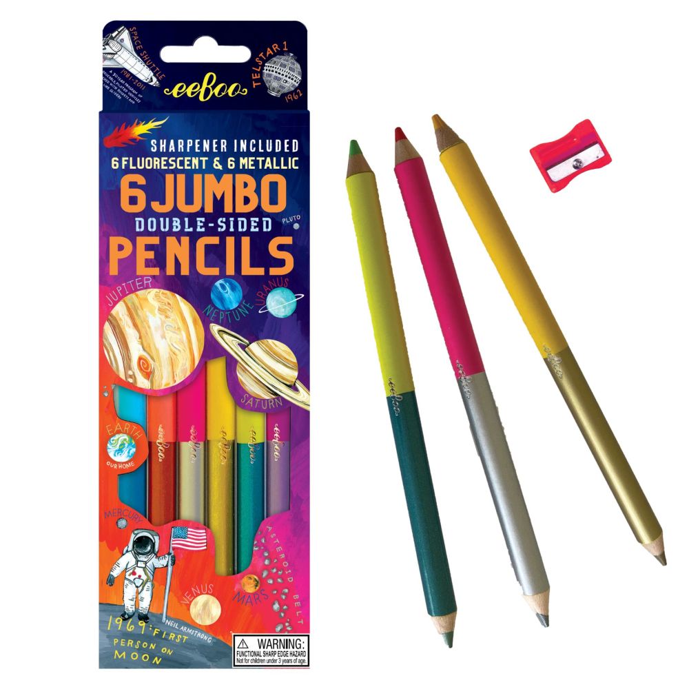 eeBoo Solar System Fluorescent Double-Sided Color Pencils Set - Image 3