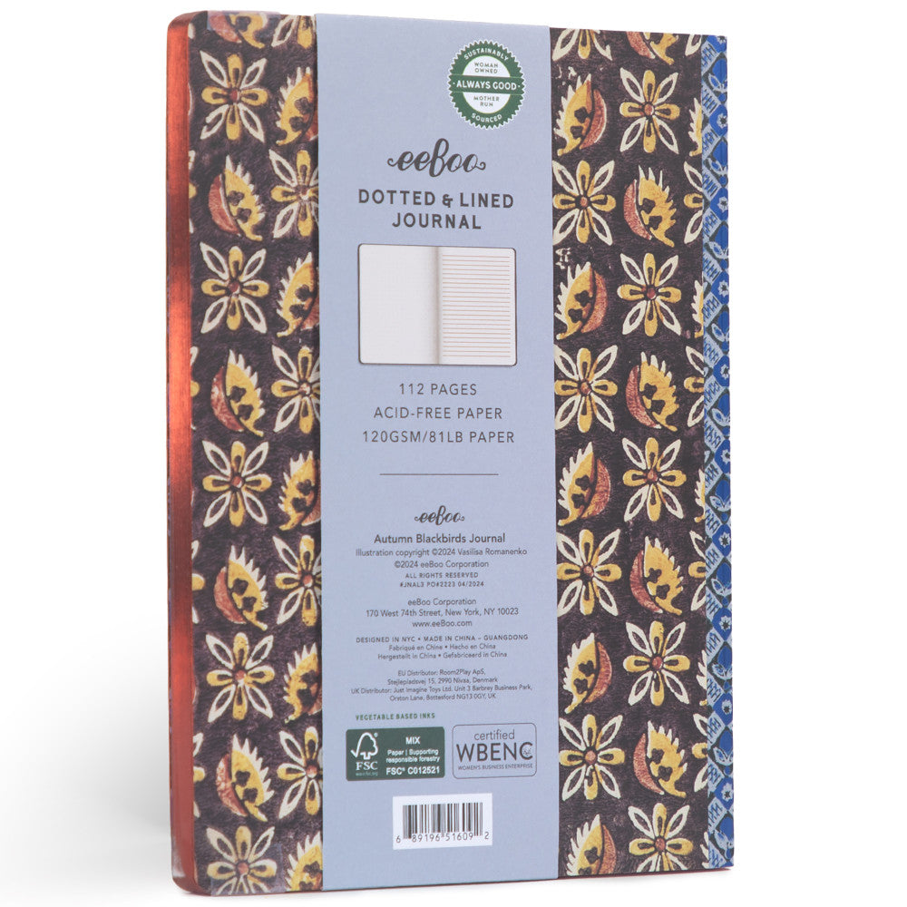 Alternative view of eeBoo Piece & Love Autumn Blackbirds Gilded Journal - Hardcover Diary