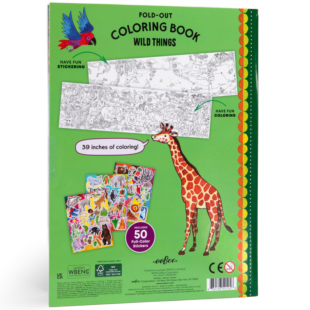 Alternative view of eeBoo Wild Things Fold-Out Coloring Mural Book with 50 Shiny Stickers