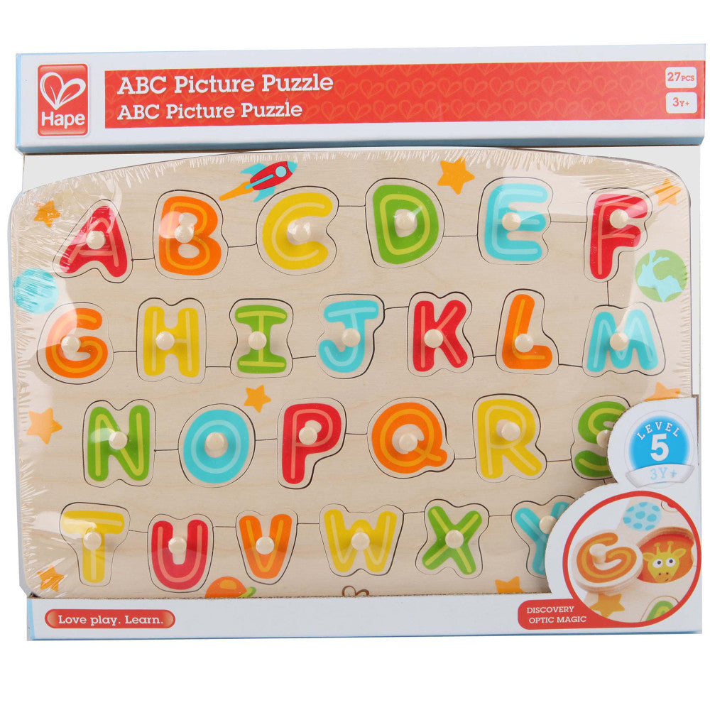 Hape ABC Picture 27pc Wooden Peg Puzzle - Educational Toy - Image 2