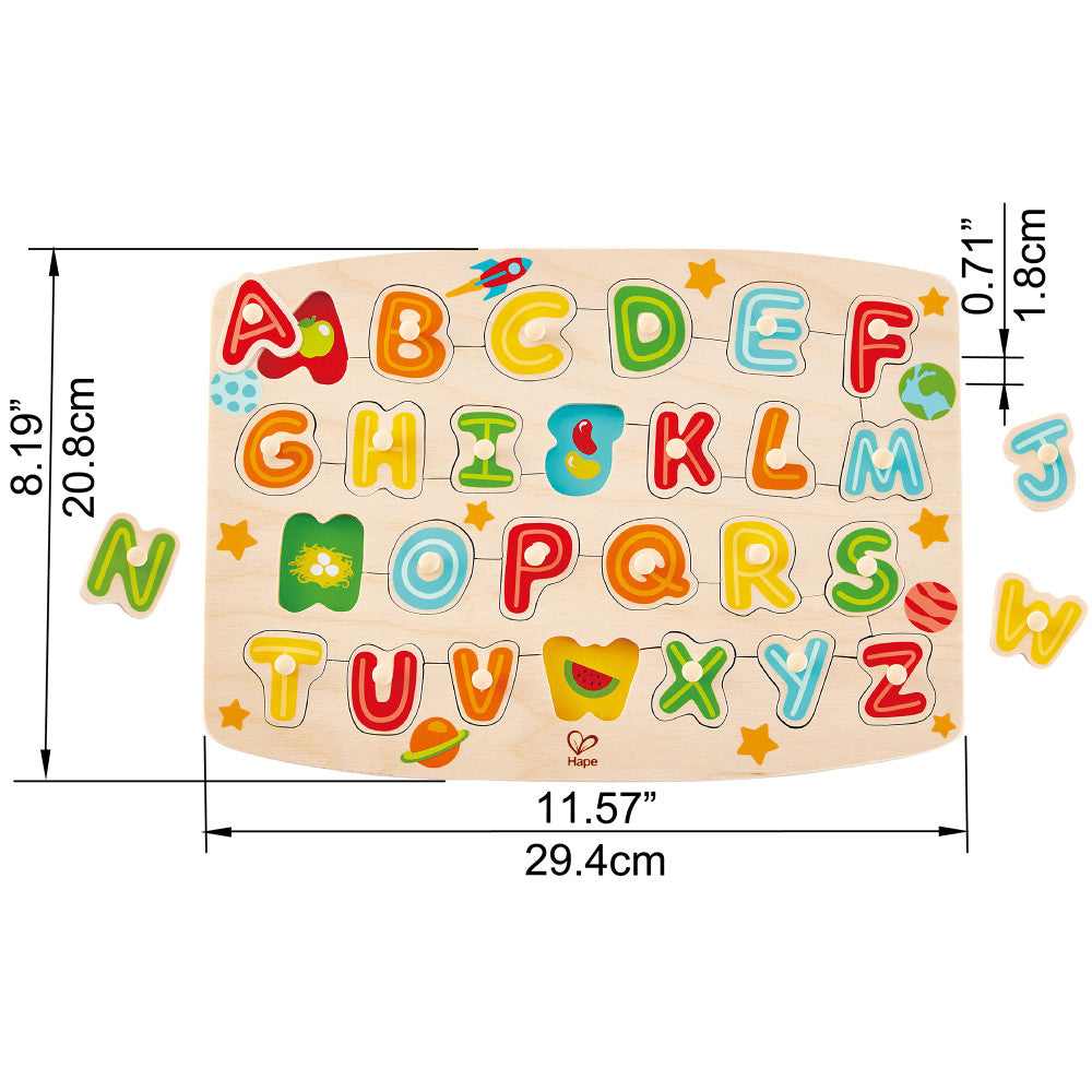 Hape ABC Picture 27pc Wooden Peg Puzzle - Educational Toy - Image 3