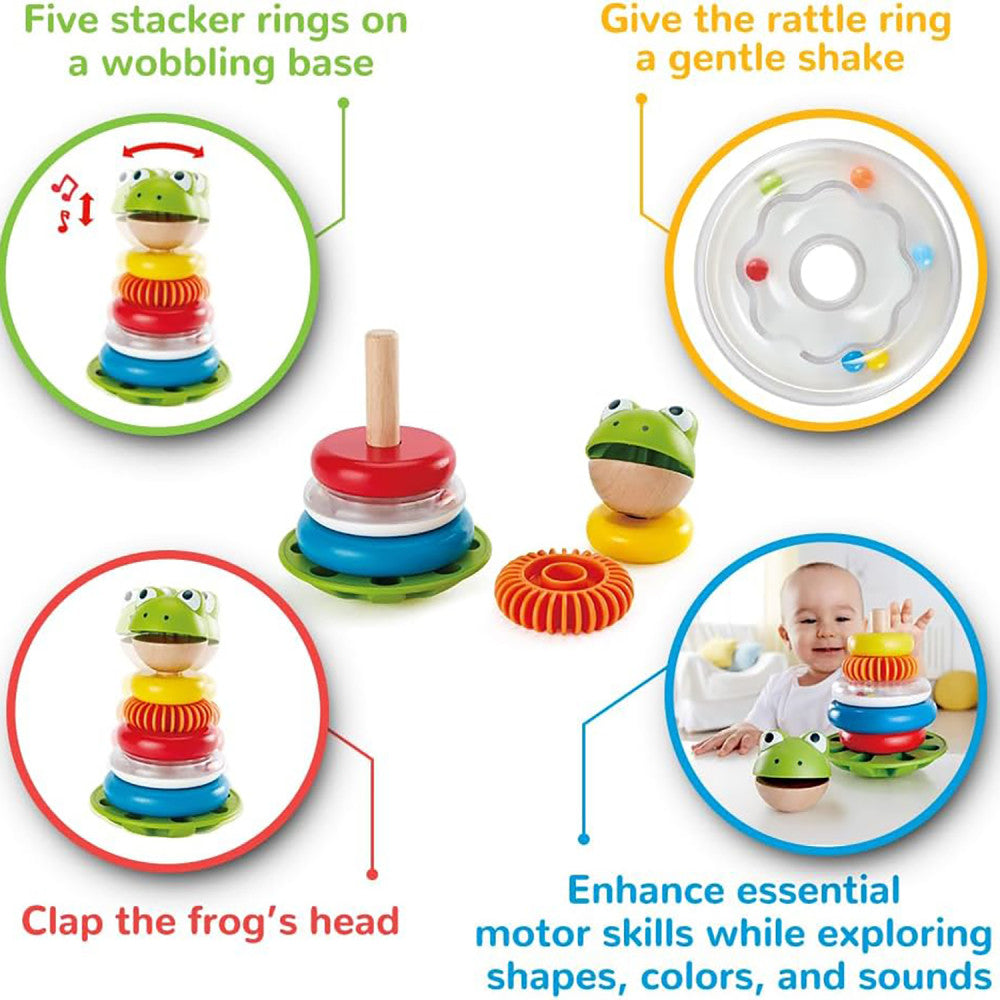 Alternative view of Hape Mr. Frog Stacking Rings - Colorful Learning Toy with Wobbling Base