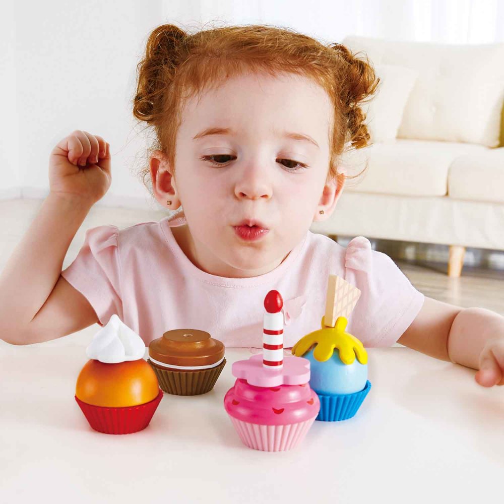 Hape 18-Piece Cupcake Set - Colorful Wooden Desserts Playset - Image 5