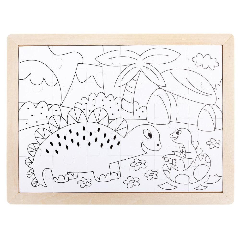 Hape Dino Double-Sided Coloring Jigsaw Puzzle - 24 pc - Image 3