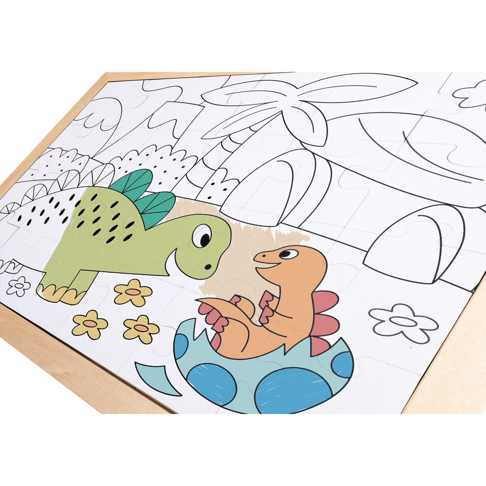 Hape Dino Double-Sided Coloring Jigsaw Puzzle - 24 pc - Image 4