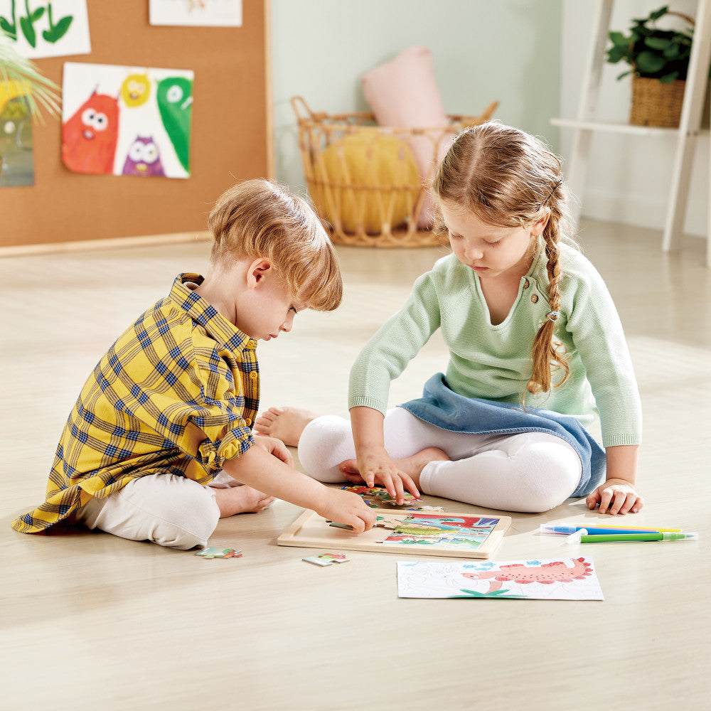 Hape Dino Double-Sided Coloring Jigsaw Puzzle - 24 pc - Image 7