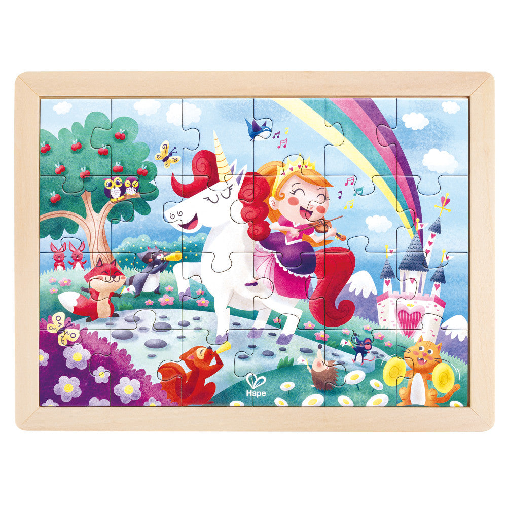 Hape Unicorn Friends 24pc Double-Sided Coloring Puzzle - Image 2