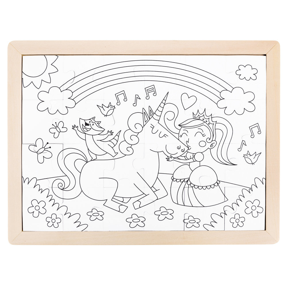 Hape Unicorn Friends 24pc Double-Sided Coloring Puzzle - Image 3