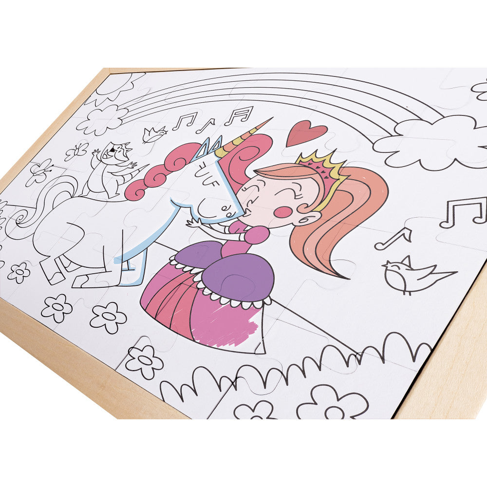 Hape Unicorn Friends 24pc Double-Sided Coloring Puzzle - Image 4