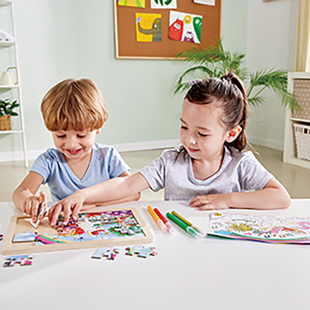 Hape Unicorn Friends 24pc Double-Sided Coloring Puzzle - Image 7