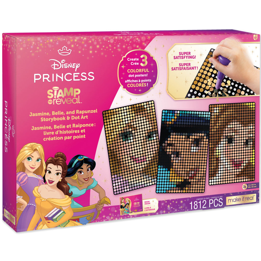 Make It Real Disney Princess Storybook Stamp and Dot Art Kit - Jasmine, Belle, Rapunzel