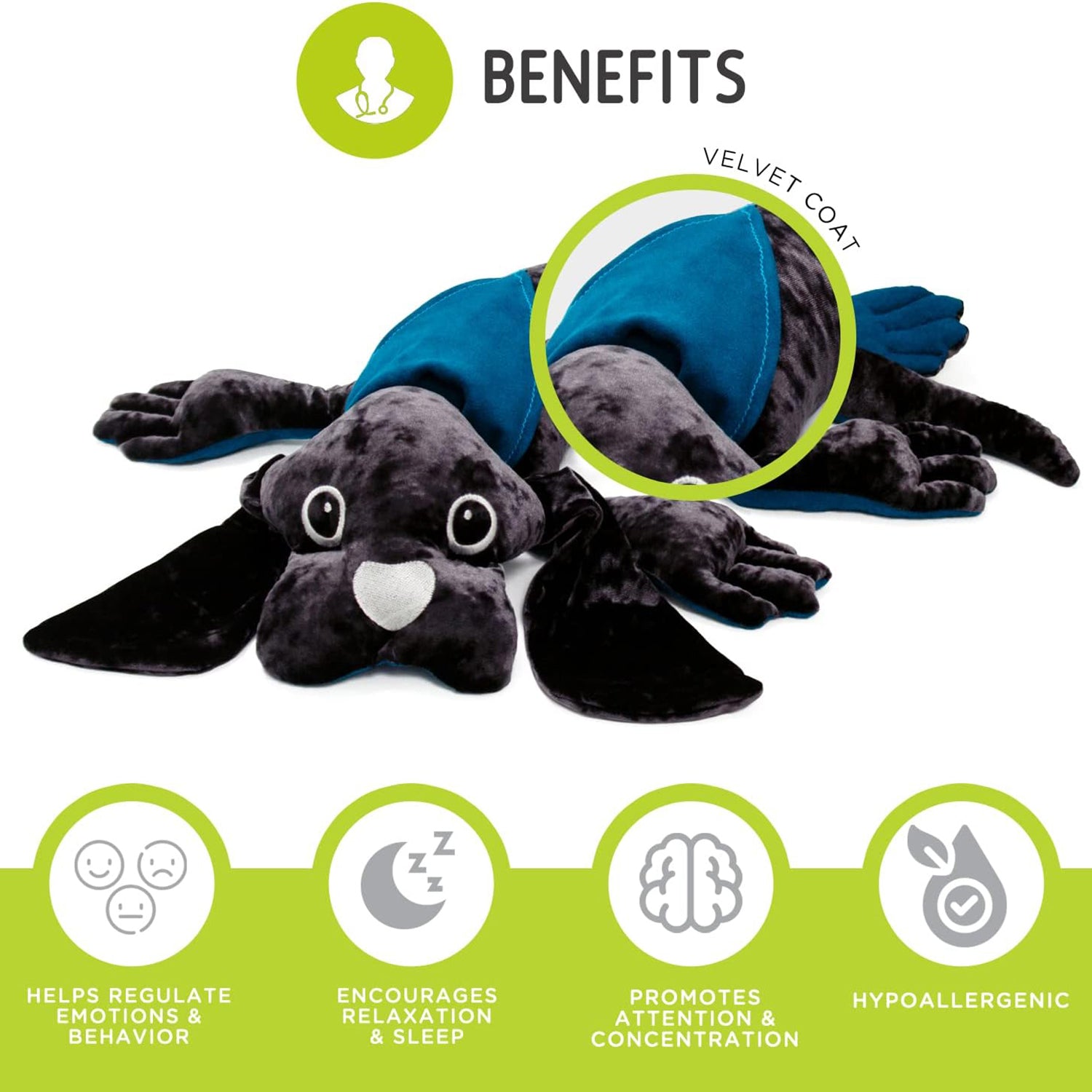 Manimo Therapeutic Weighted Plush Dog, 2.2 lb - Velvet Gray - Image 2