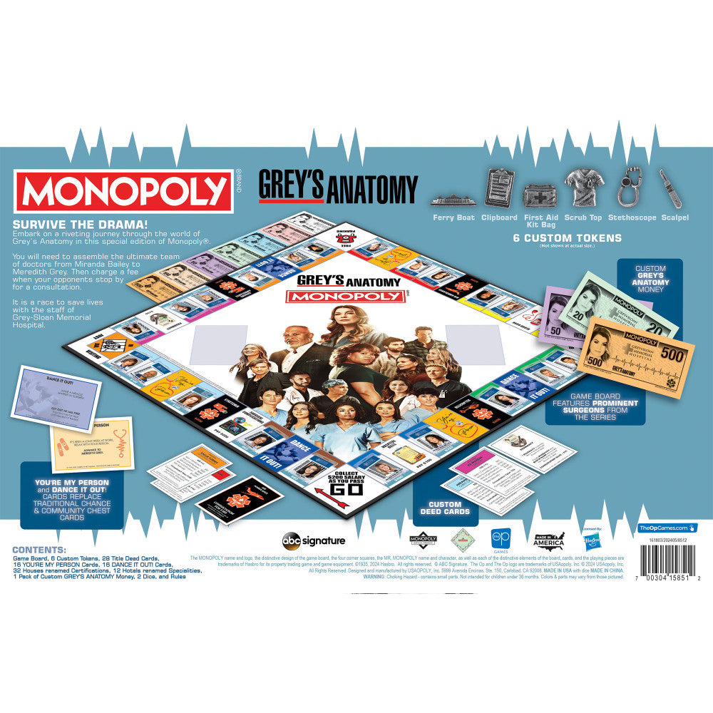MONOPOLY: Grey's Anatomy Edition - Medical Drama Board Game for Ages 8+ - Image 2