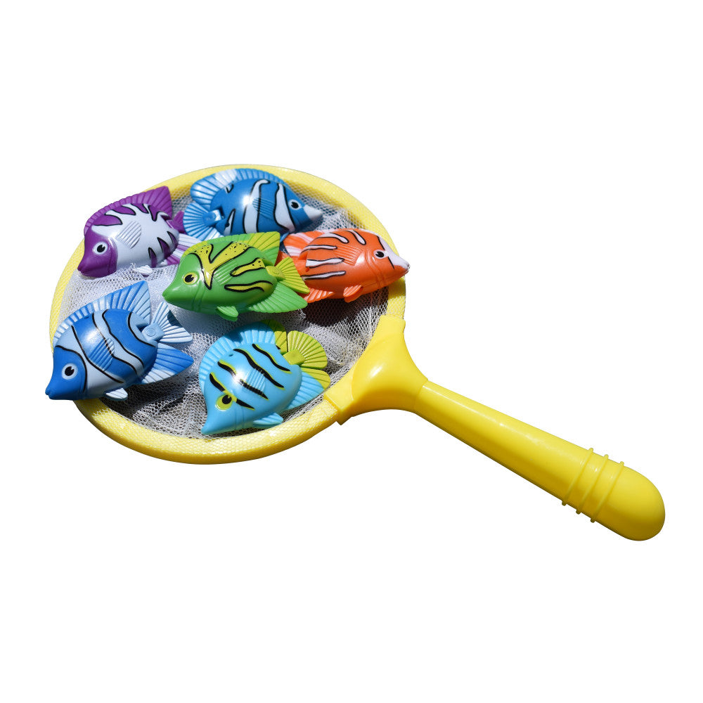 Swimline Fish Catch Game Dive Toys Set with Colorful Fish and Fishing Net