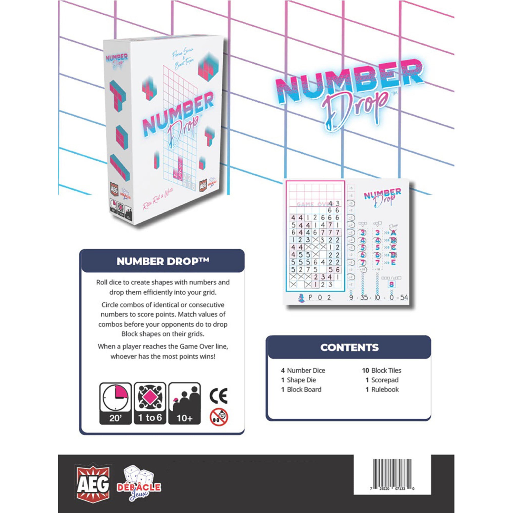 Number Drop Retro Edition Roll & Write Strategy Game - Image 3