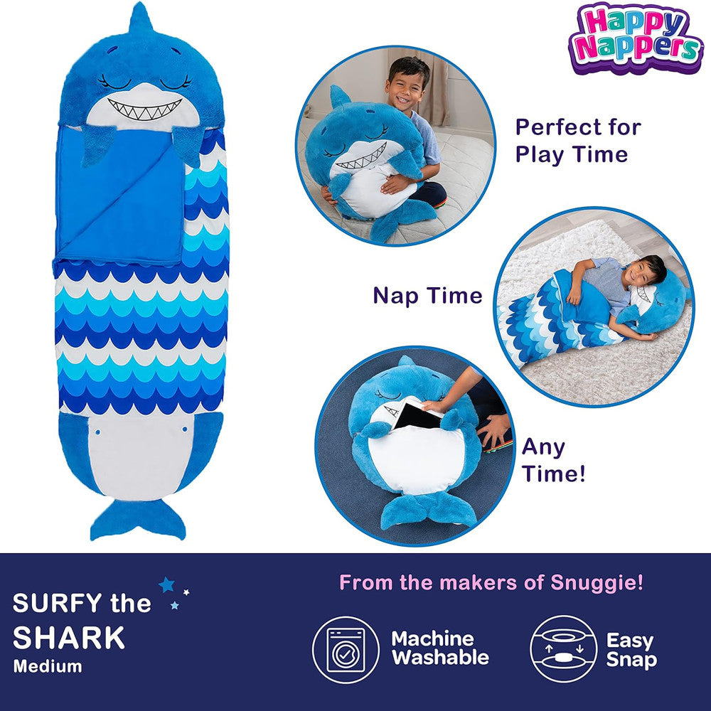 Happy Nappers Blue Shark 54 inch Plush Pillow & Sleepy Sack - Medium - Image 3