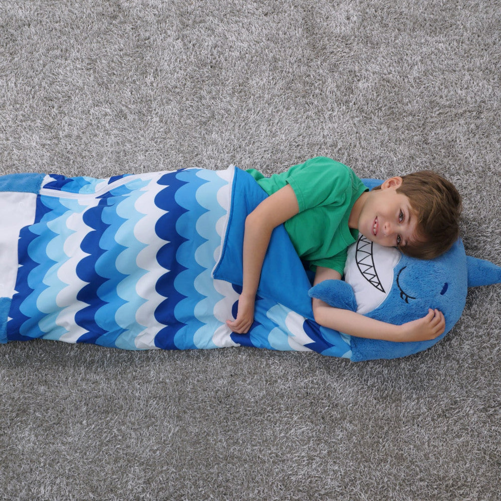 Happy Nappers Blue Shark 54 inch Plush Pillow & Sleepy Sack - Medium - Image 7