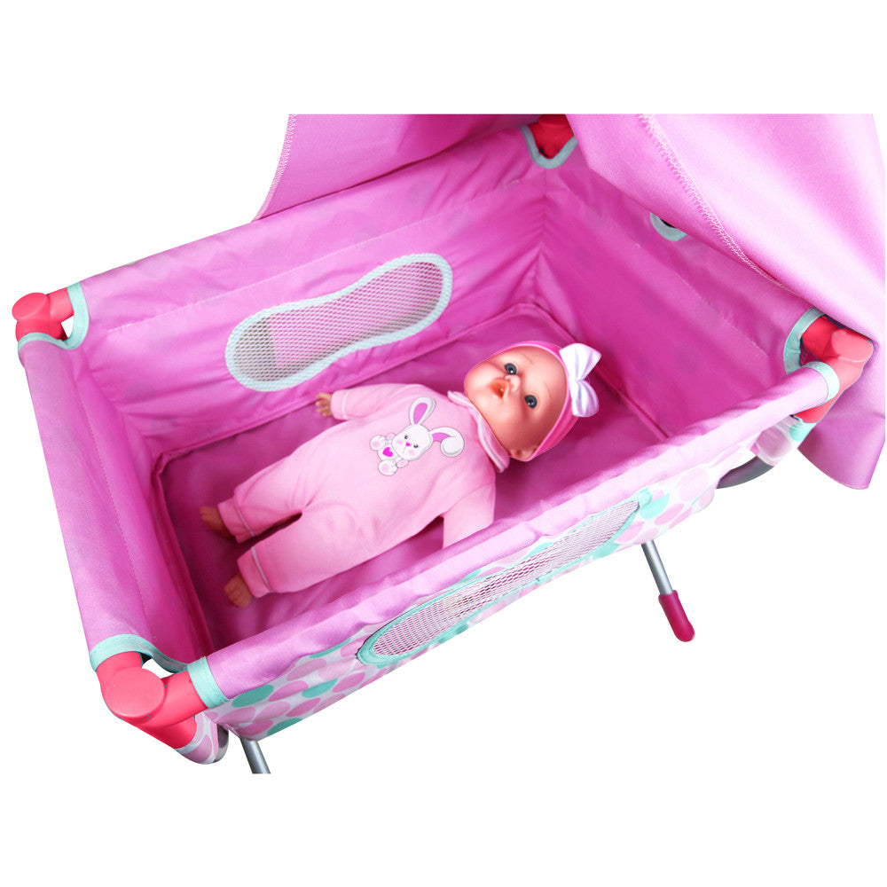 Alternative view of Lissi 14-inch Talking Baby Doll with Crib - Pink Bunny Outfit