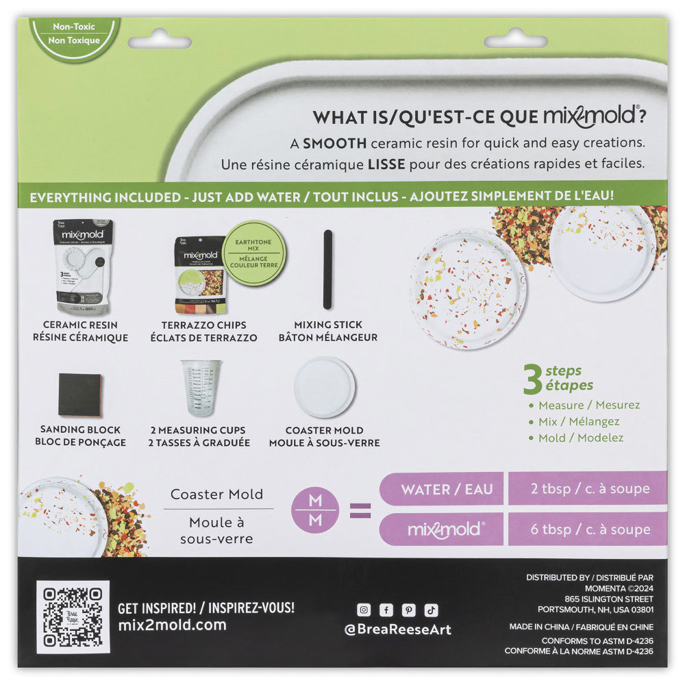 Alternative view of Brea Reese Mix2Mold Pastel Terrazzo DIY Ceramic Coaster Kit - Creates 6 Coasters