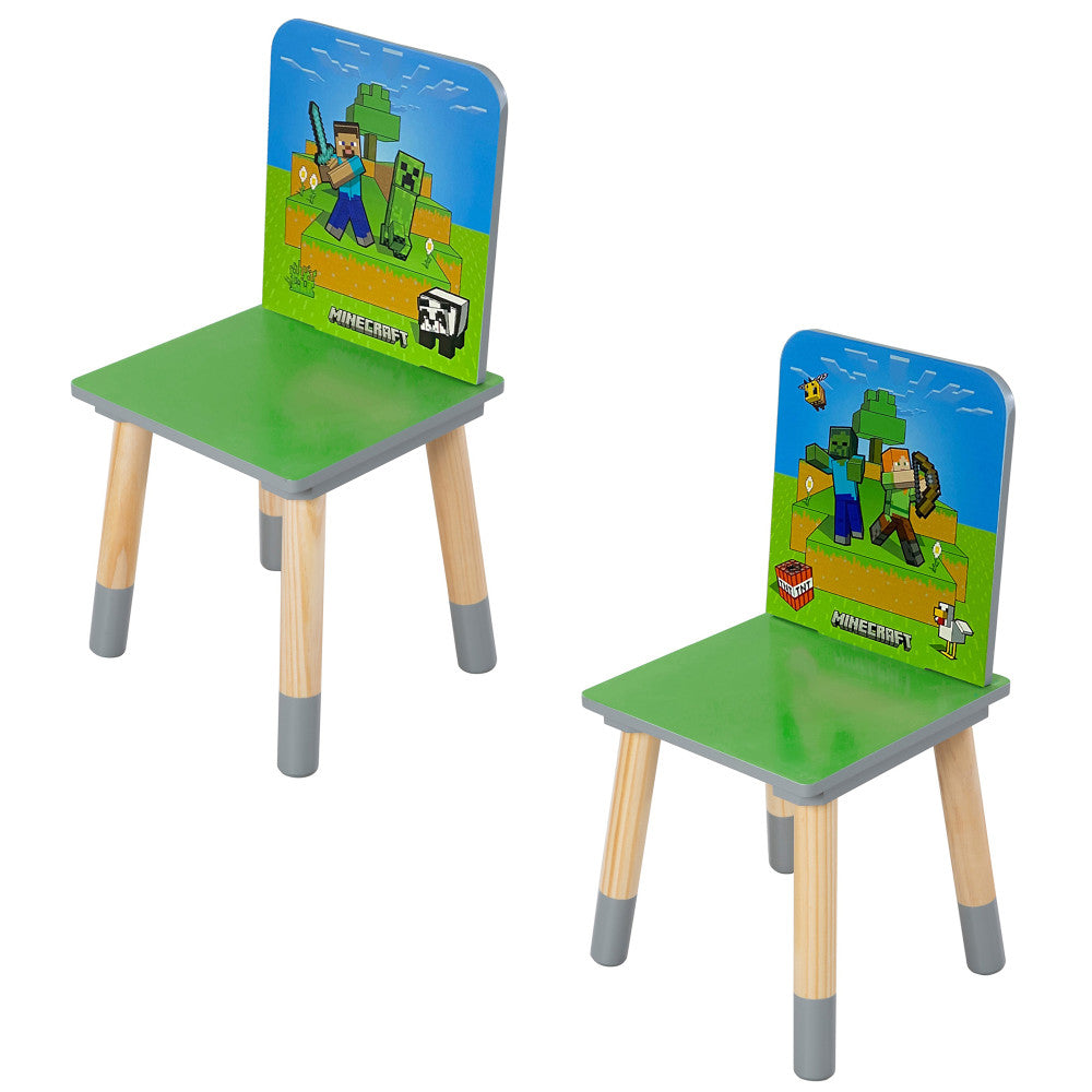 Alternative view of Minecraft Adventure Kids Wooden Table & 2 Chairs Set - Green & Blue