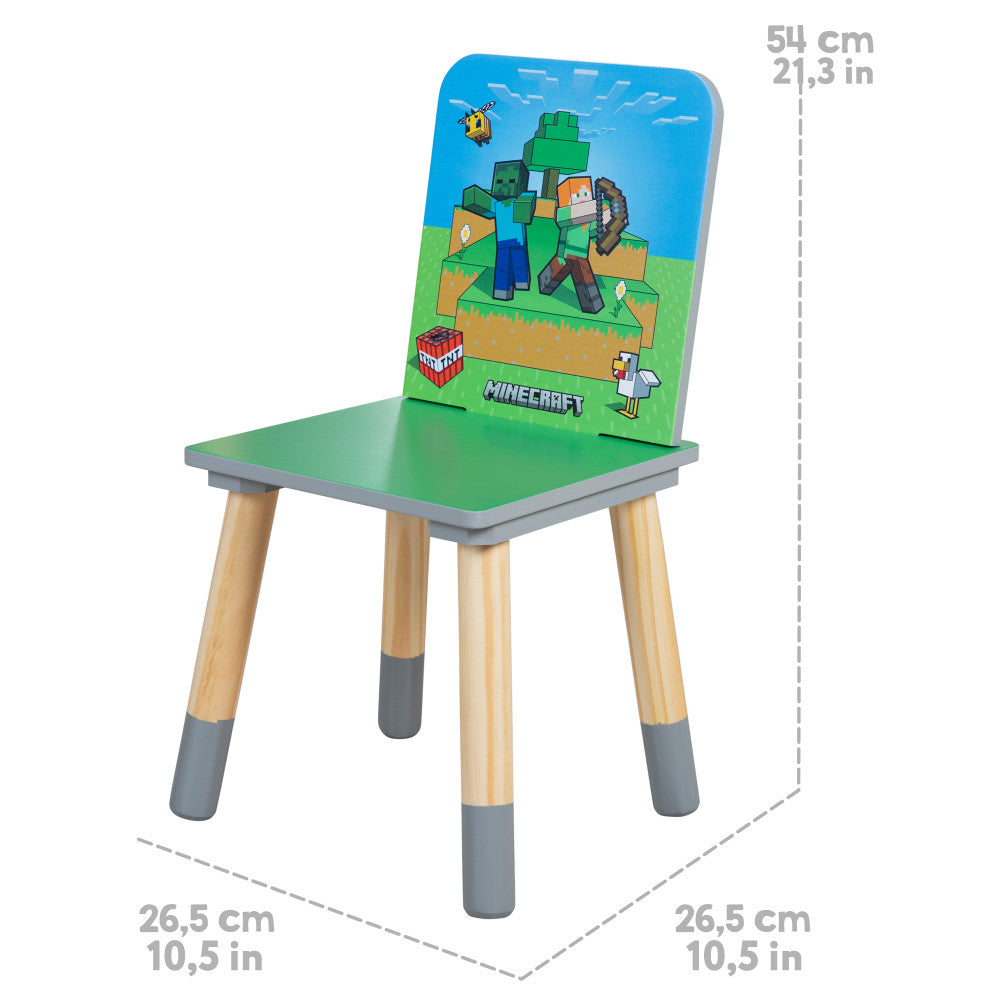 Minecraft Adventure Kids Wooden Table & 2 Chairs Set - Green & Blue - Image 5