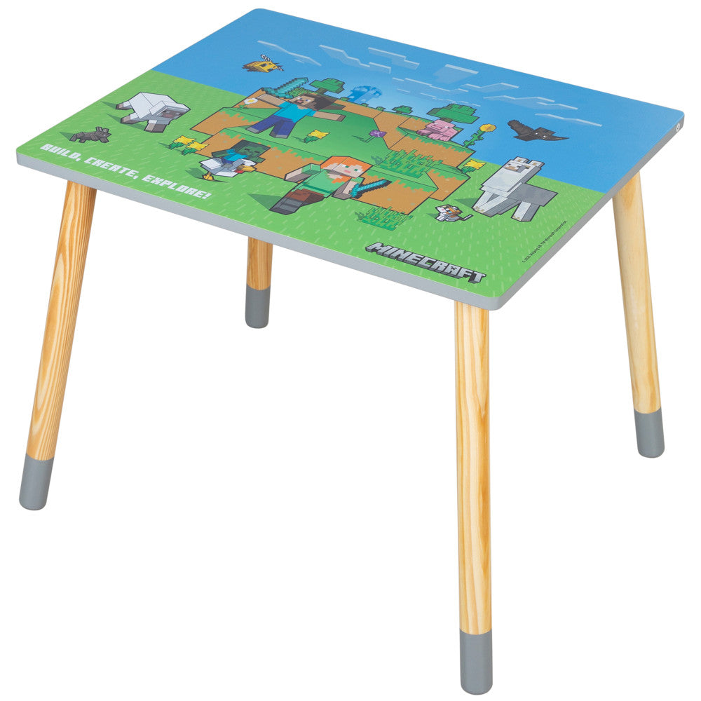 Minecraft Adventure Kids Wooden Table & 2 Chairs Set - Green & Blue - Image 8