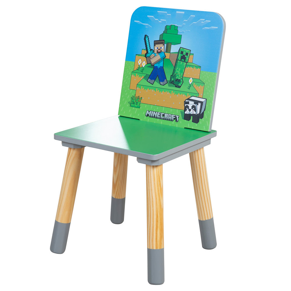 Minecraft Adventure Kids Wooden Table & 2 Chairs Set - Green & Blue - Image 9