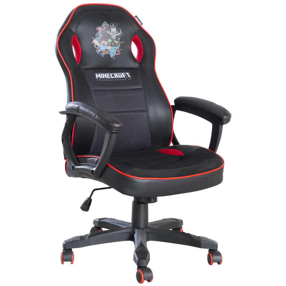 Alternative view of Minecraft Adventure Gaming Chair - Black-Red - Adult Desk Throne
