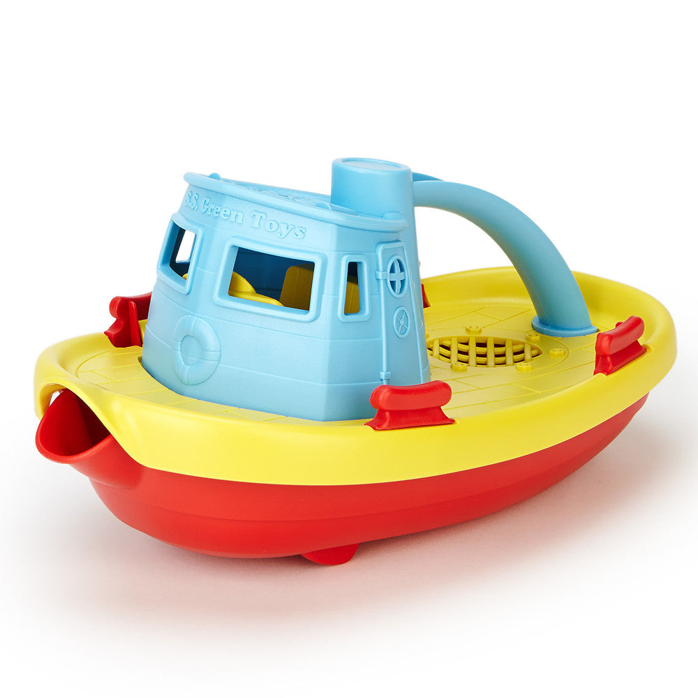 Green Toys My First Tugboat - Blue Top, Floating Bathtime Fun Toy for Toddlers