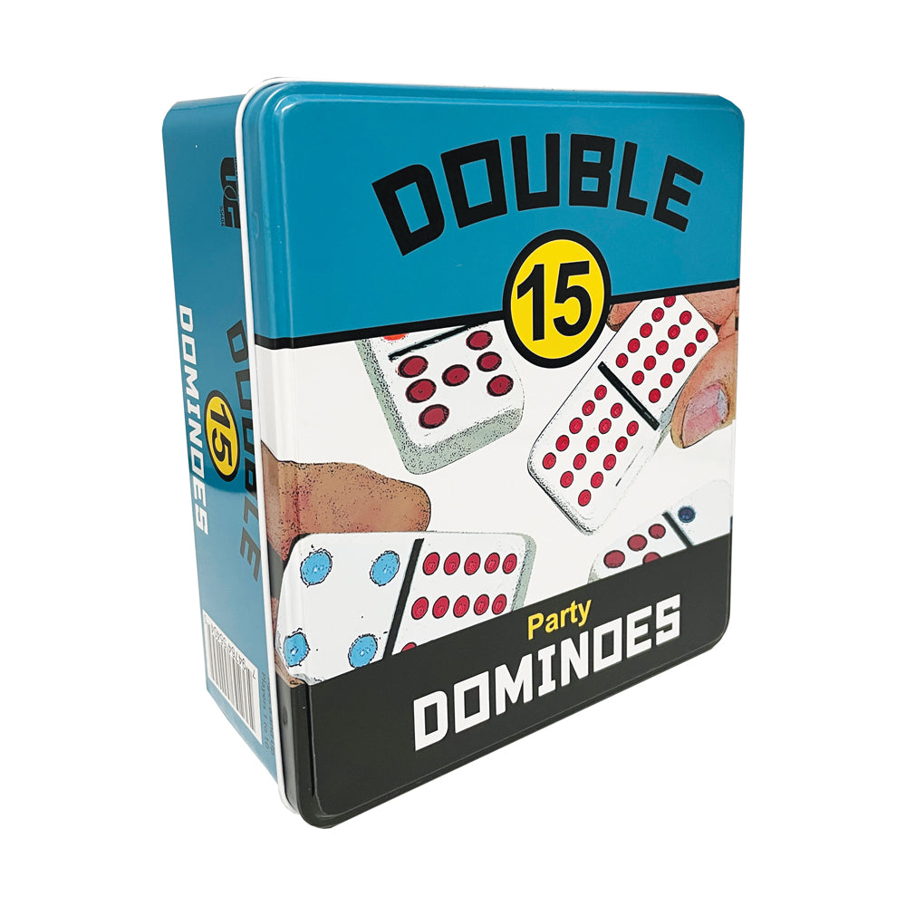 Alternative view of Double 15 Color Dot Dominoes Set with Durable Storage Tin