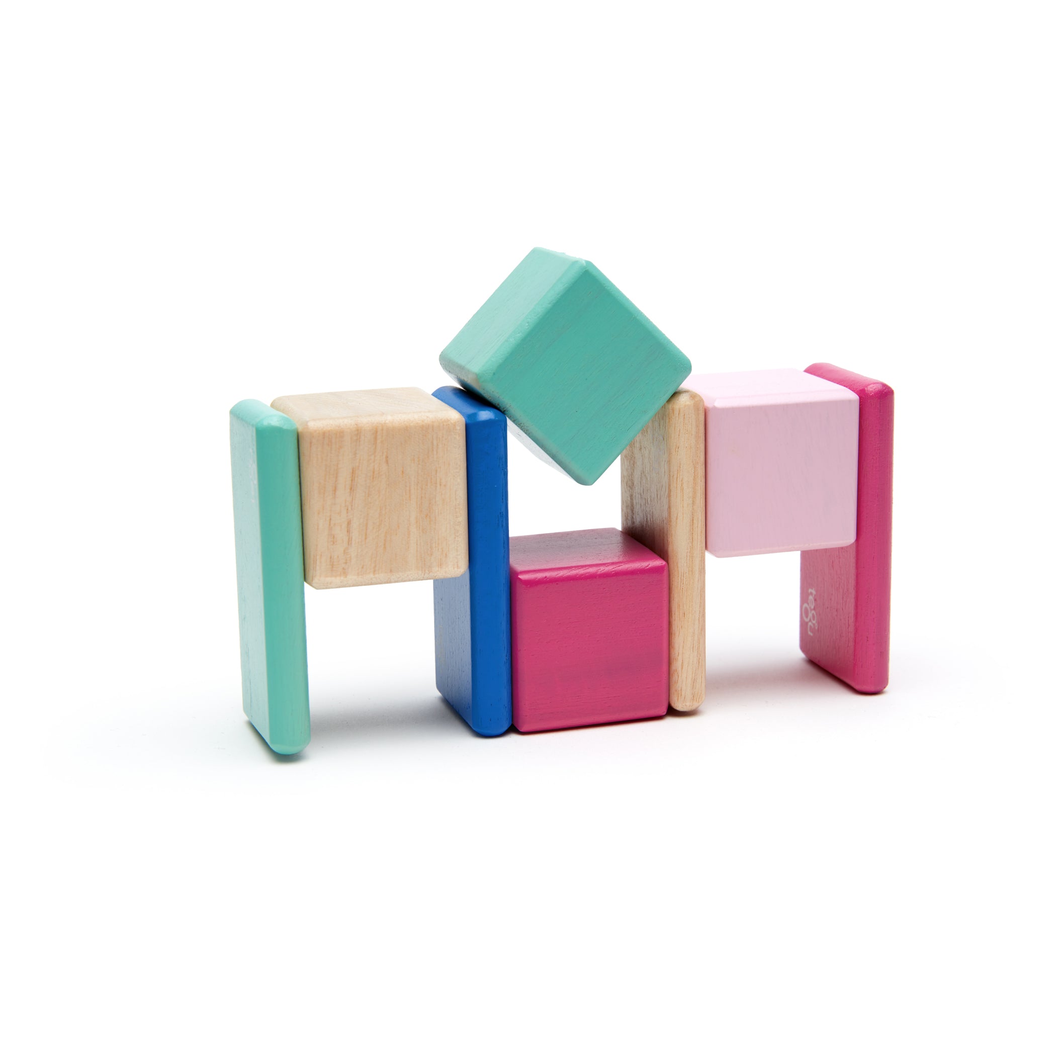 Tegu Magnetic Wooden Blocks, 8-Piece Pocket Pouch - Blossom - Image 4