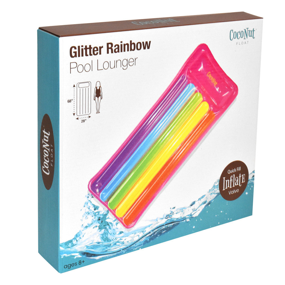 Alternative view of CocoNut Float Glitter Rainbow Pool Lounge - 68" x 28" Inflatable Water Raft
