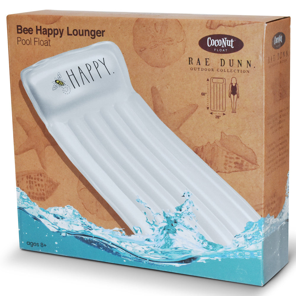 Alternative view of Rae Dunn Bee Happy 68x28 Inch Inflatable Pool Lounger, Durable Anti-Leak Design