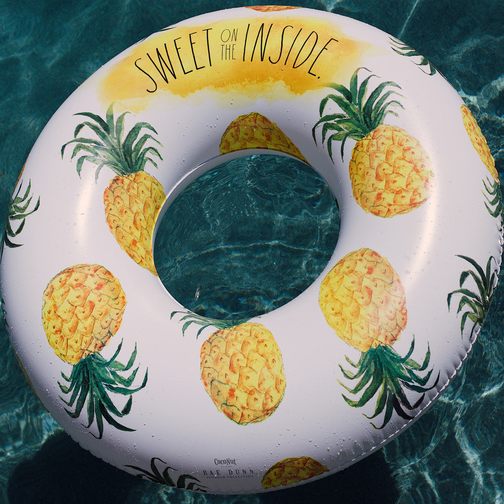 Rae Dunn Jumbo Pineapple Ring Float - 48" Inflatable Pool Tube, Anti-Leak Design, Age 8+ - Image 3
