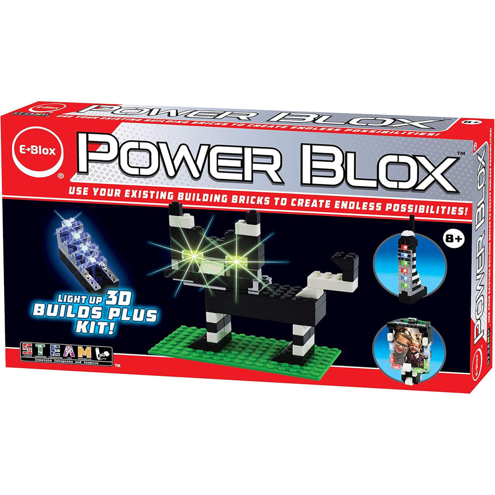 E-Blox Power Blox Build Your Own Glowing Cat Sculpture - 3D Light-Up Creative Kit for Kids 8+