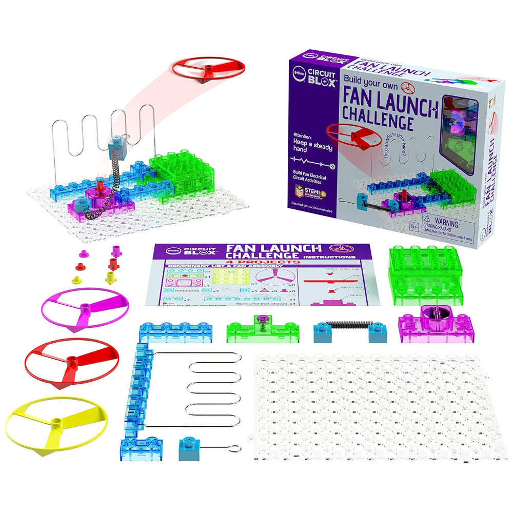E-Blox Circuit Blox - Fan Launch Wire Maze Challenge - STEM Building Kit for Kids Ages 5+