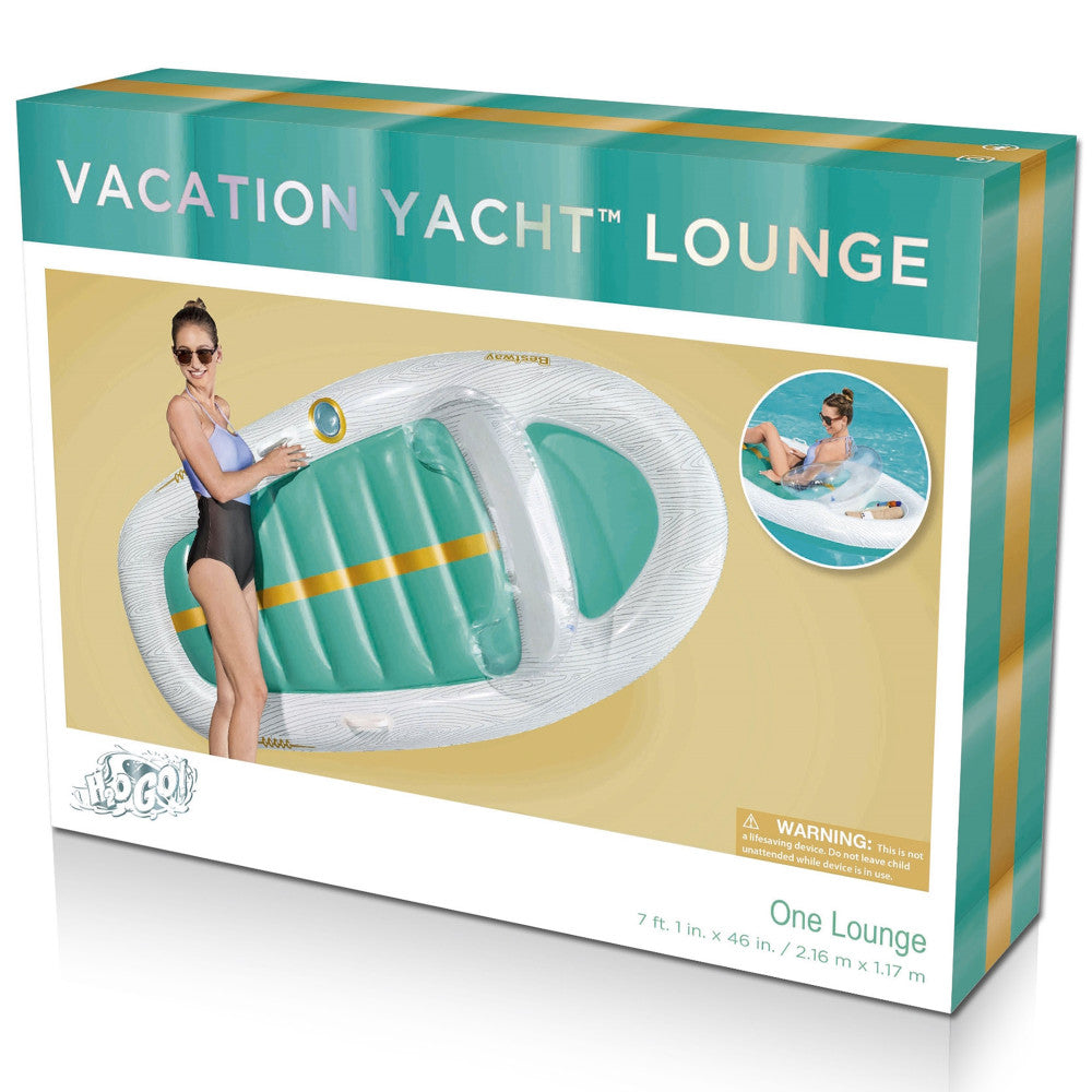 Alternative view of Bestway H2OGO! Vacation Yacht Lounge Inflatable Pool Float - 7'1" x 46" - Teal and White