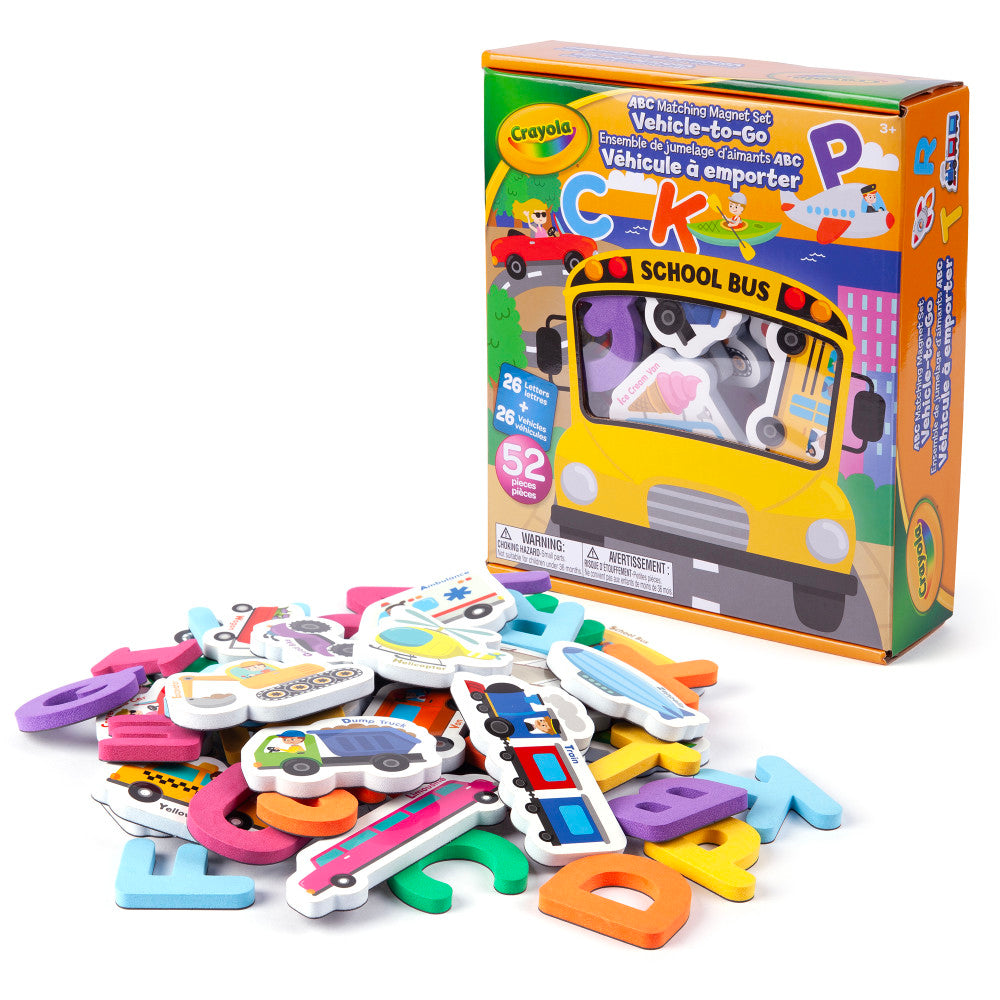 Crayola ABC Matching Magnet Set - Vehicle-To-Go - Colorful Learning Game for Toddlers 3+
