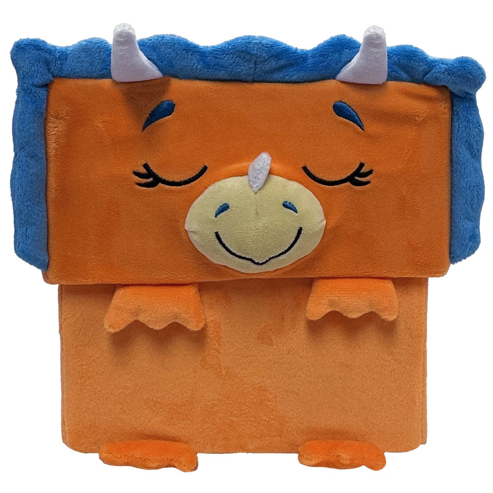 Alternative view of Happy Nappers Dino Triceratops 15 inch Plush Toy - Brown/Blue