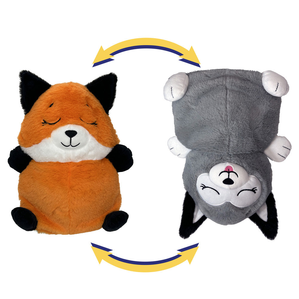 FlipaZoo 2-In-1 Plush Fox to Husky - Snuggly Transforming Animal Pillow