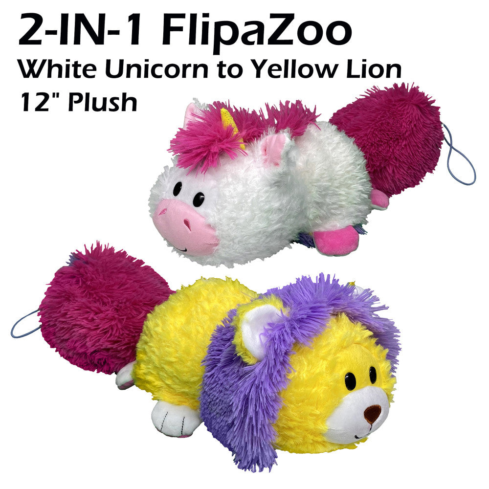 Alternative view of FlipaZoo Magic Tails 2-in-1 Plush - White Unicorn to Yellow Lion