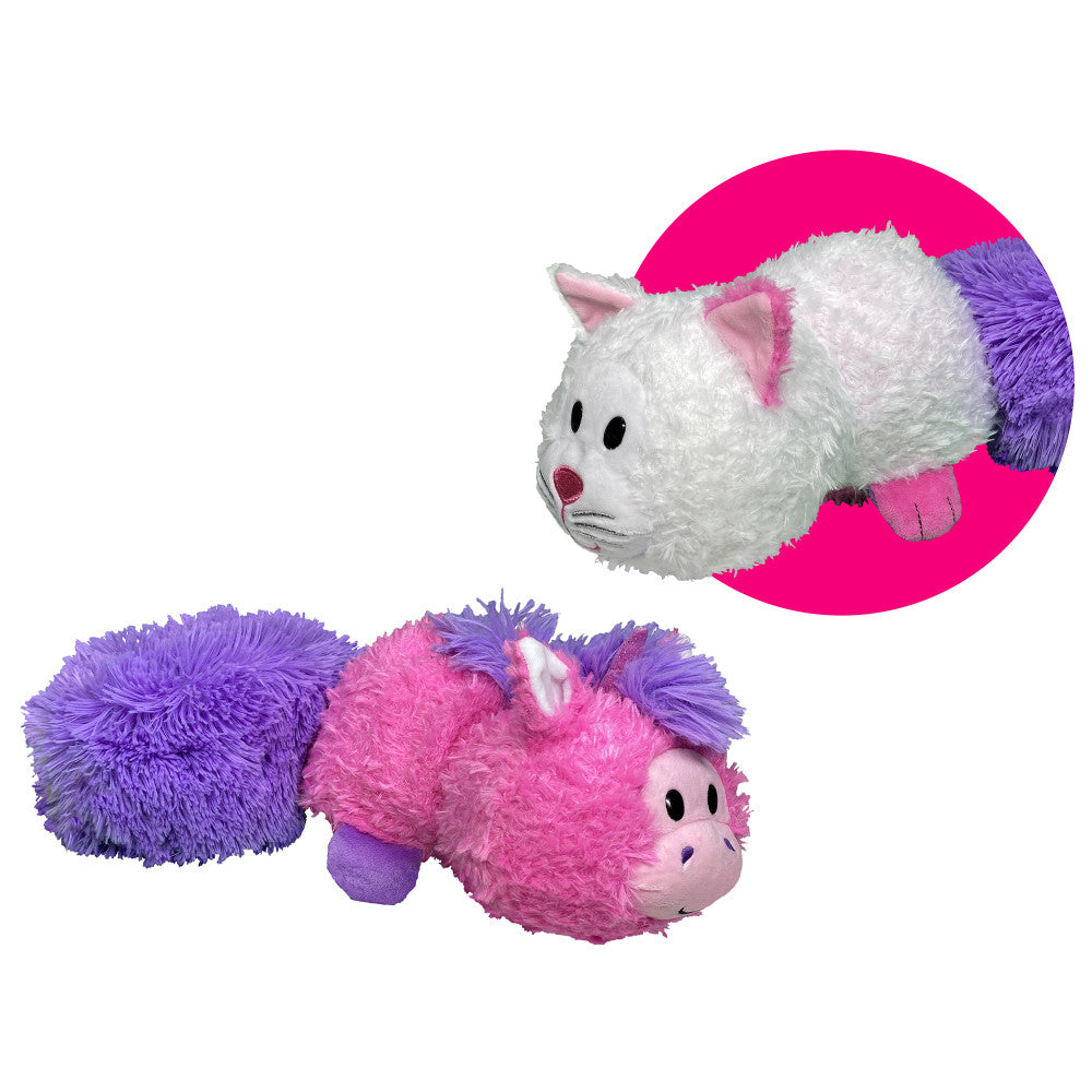FlipaZoo Magic Tails 2-in-1 Plush - Pink Unicorn to White Cat 14 Inch Cuddly Pillow