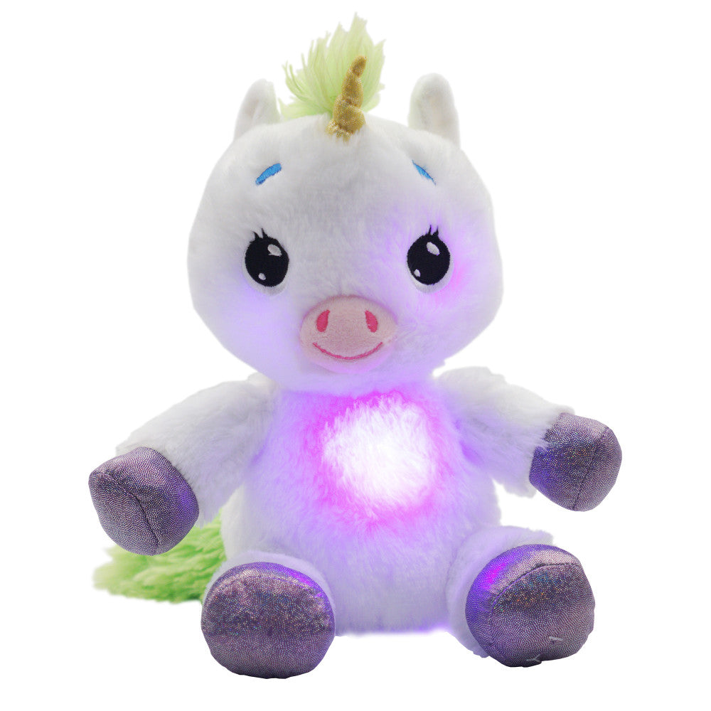 Alternative view of Happy Nappers Lullabrites Unicorn Musical Light-Up Plush - White & Green