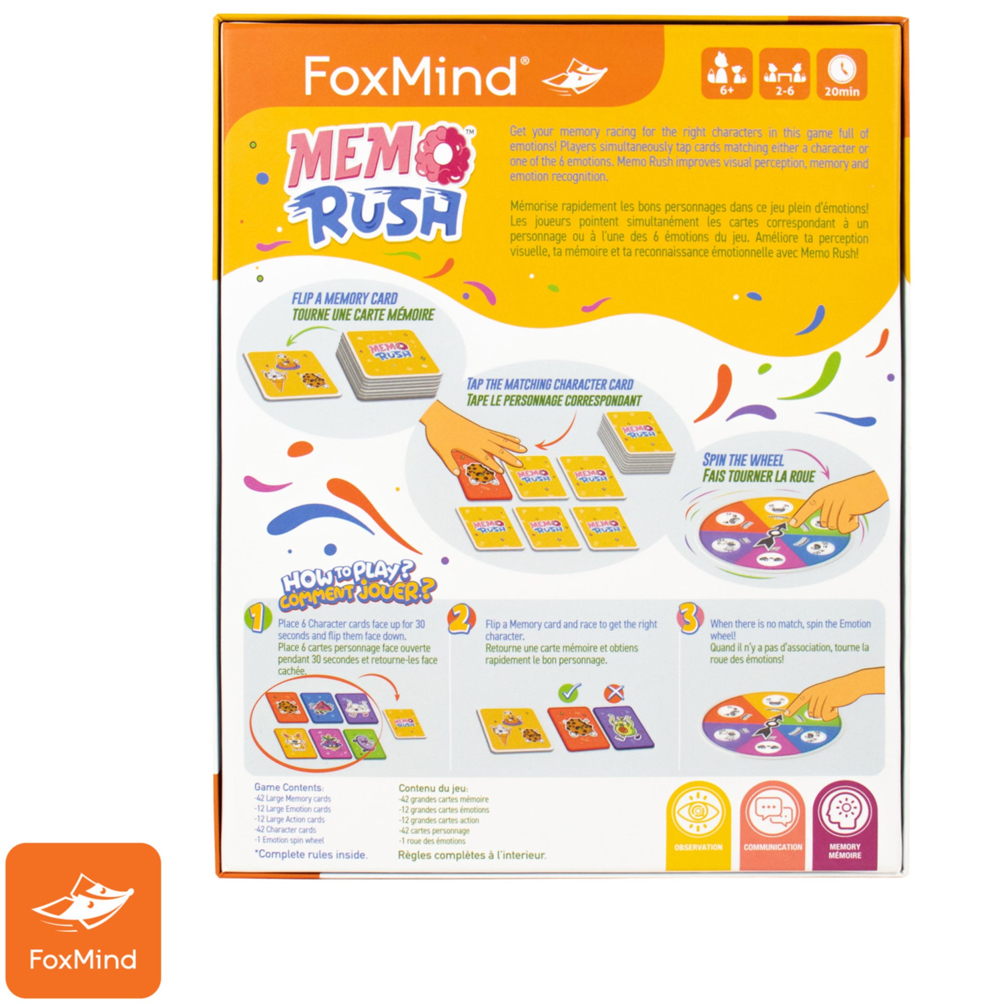 Memo Rush - FoxMind Matching Memory Emotion Game for Family Game Night - Image 2