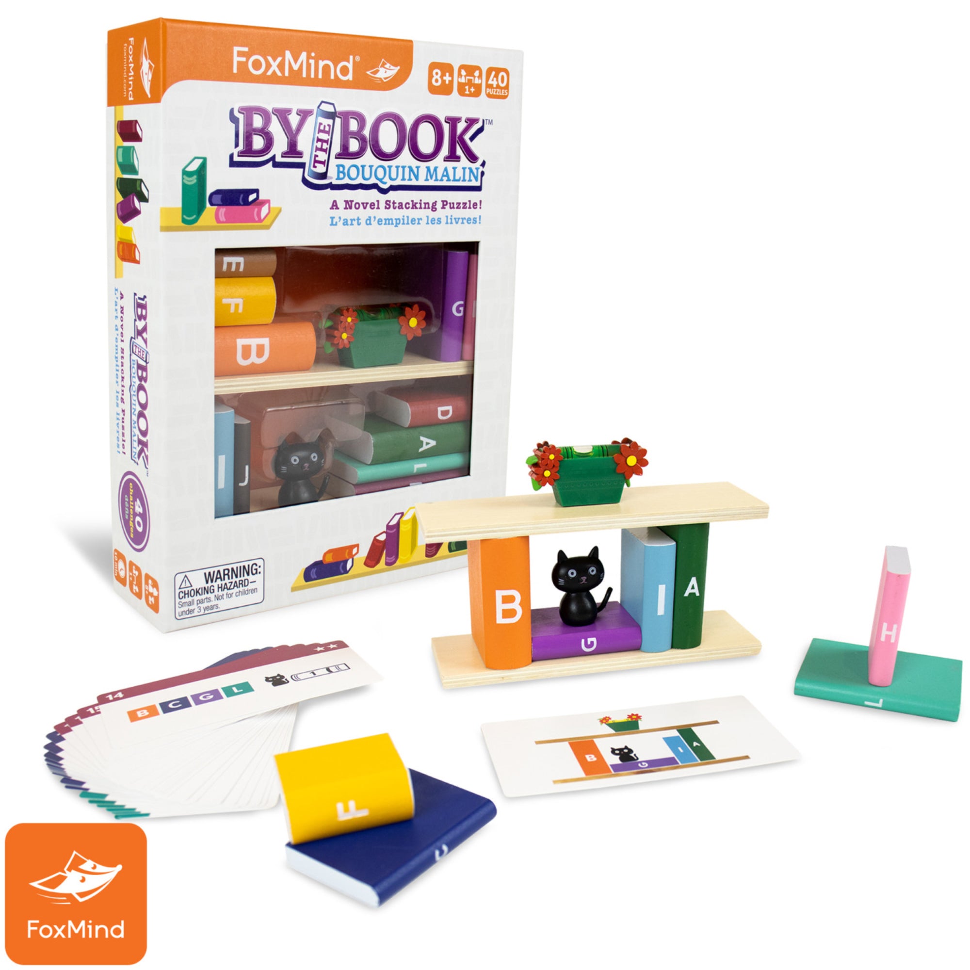 FoxMind By The Book 3D Wooden Stacking Puzzle - 40 Challenges - Image 3