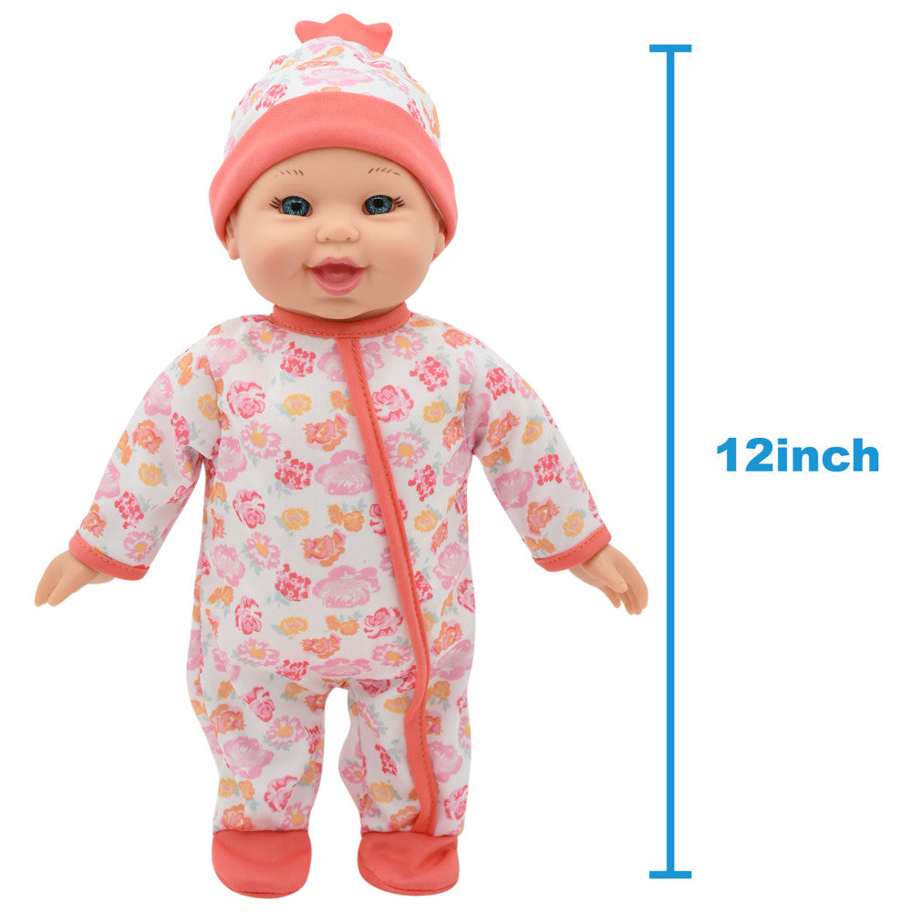 Little Darlings 12-inch Interactive Bouncing Baby Doll Playset - Pink & White - Image 3