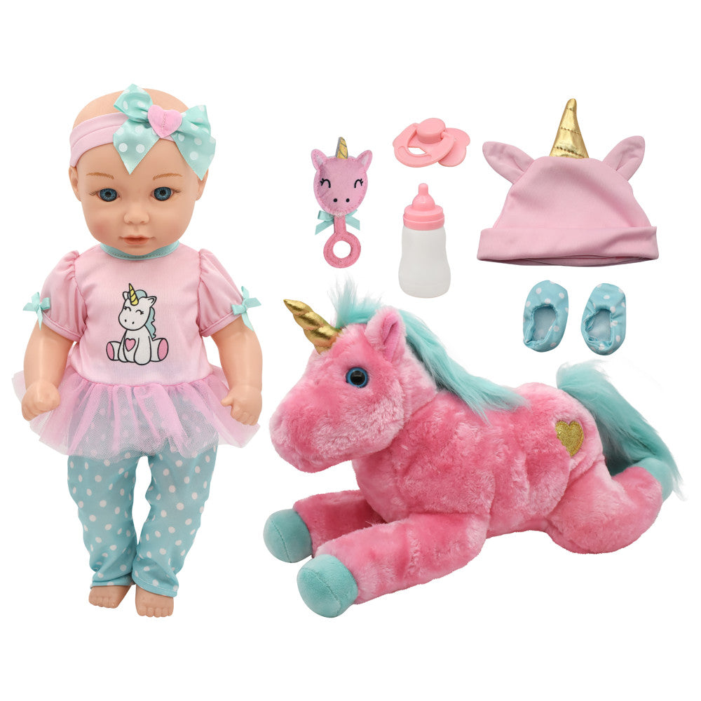 Little Darlings 15-Inch Unicorn Dream Baby Doll Set with Plush Companion