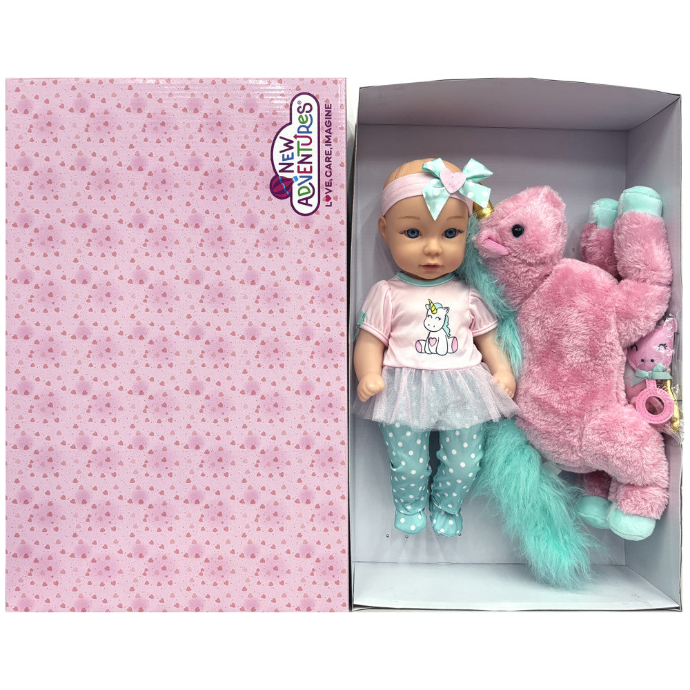 Little Darlings 15-Inch Unicorn Dream Baby Doll Set with Plush Companion - Image 5